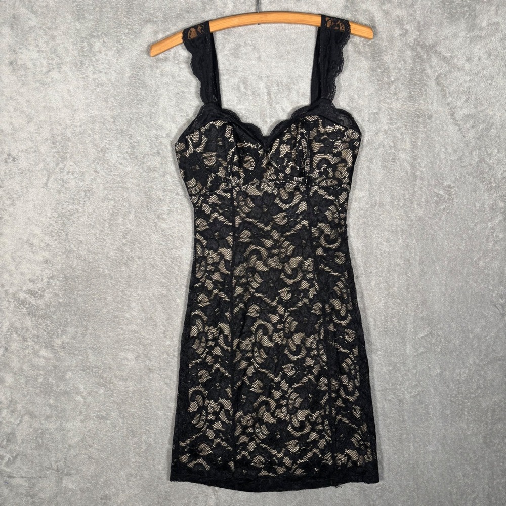 Fredericks of Hollywood Black Lace Bodycon Mini Dress 6 Style 20799 Sweetheart